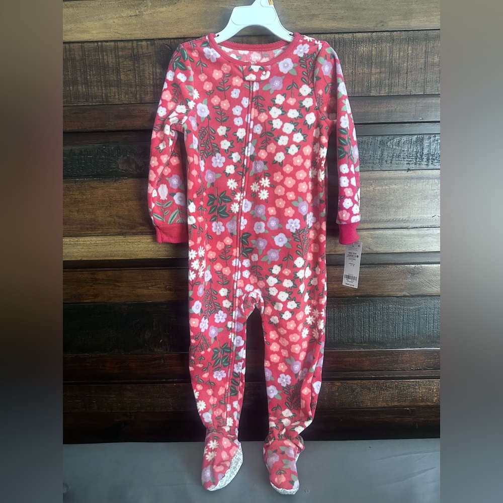 NWT Carter’s Toddler Fleece Pink Floral Footsie